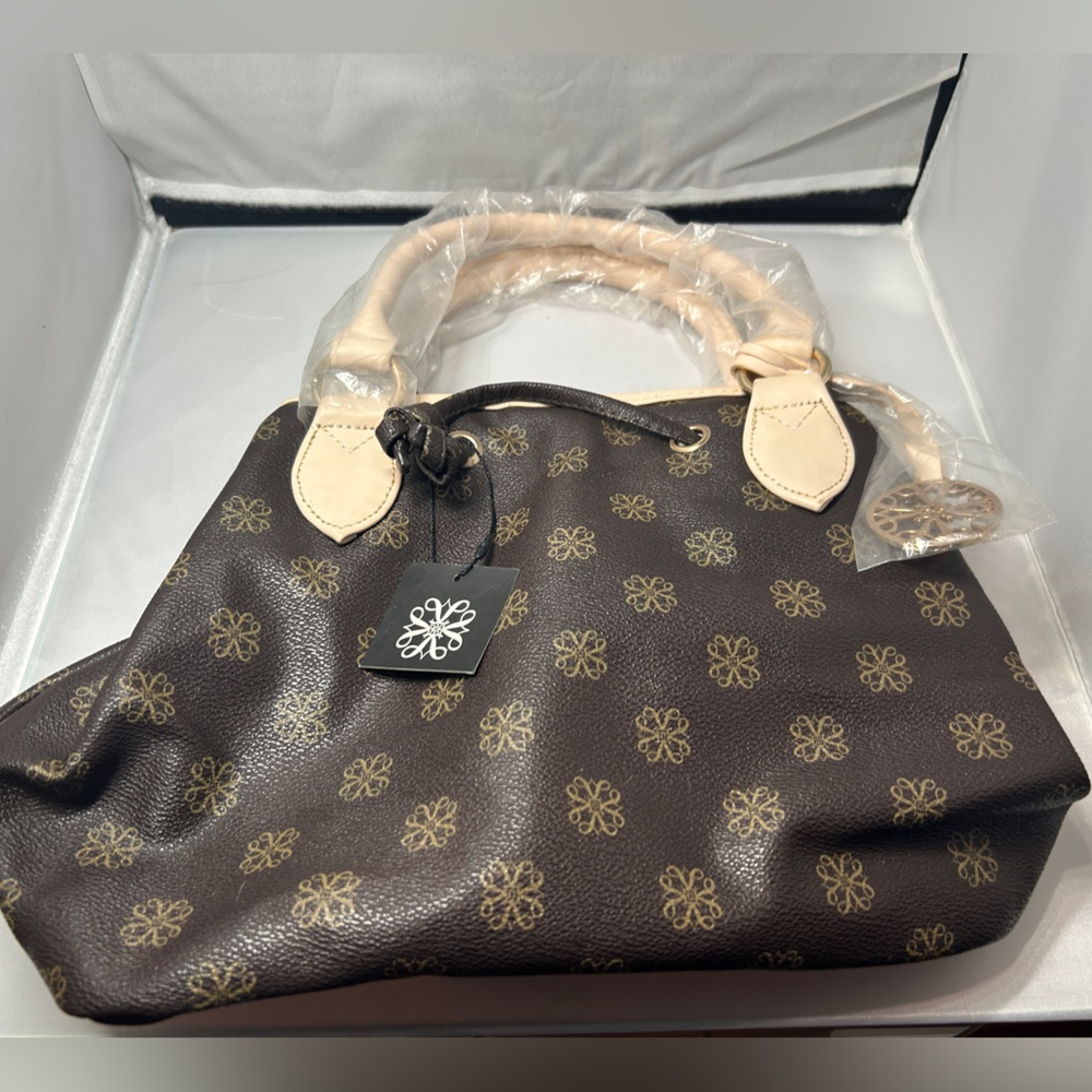 Avon Signature Collection Brown Tote Bag with Beige Handles